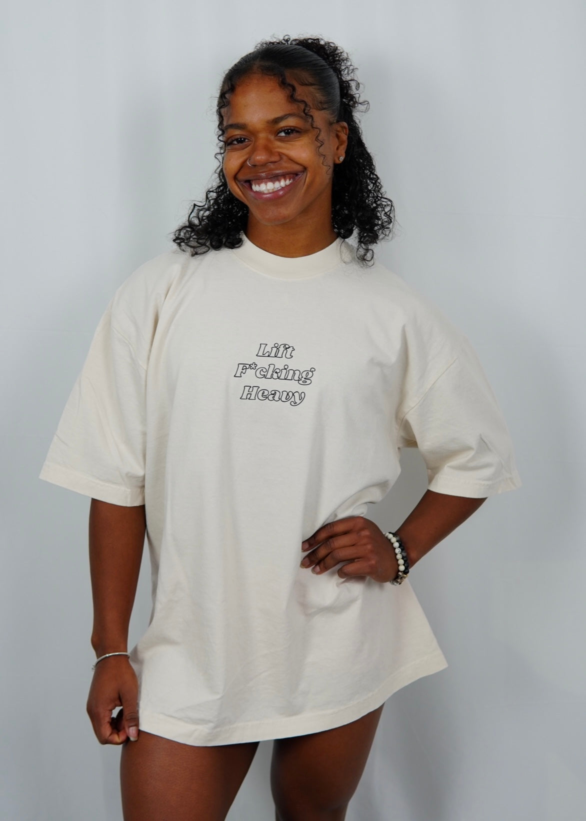 ‘Aspire to Inspire’ Oversized Tee // Crème